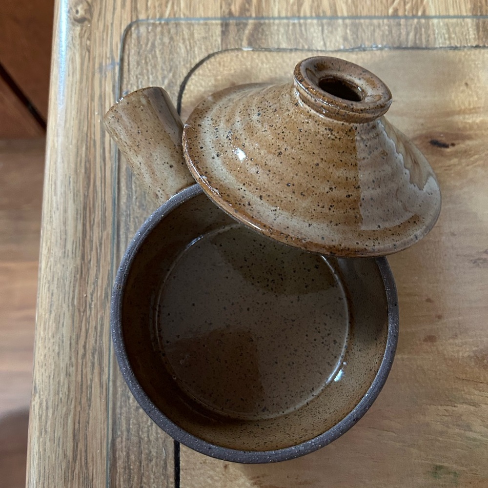 Handcrafted Brown Ceramic Pot with Lid